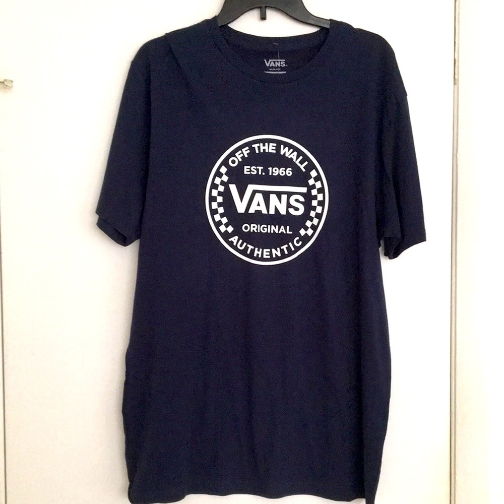 Vans Off The Wall Large slim fit blue tee shirt